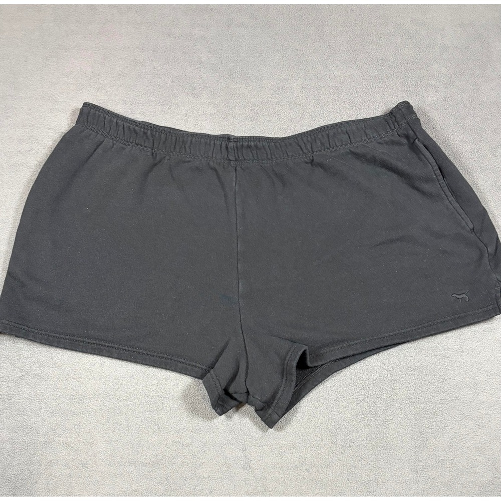 PINK Victoria's Secret Shorts Womens XXL Black Fleece Lined Lounge Athletic